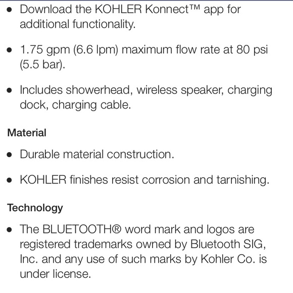 NWT KOHLER Showerhead and BLUETOOTH Speaker - Polished Chrome - Picture 13 of 16